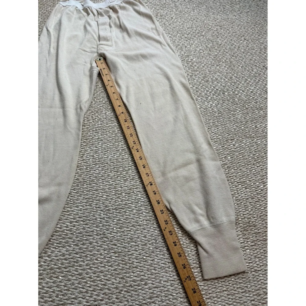 Vintage Military Thermal Long Underwear Set Henley Top Bottoms Cream Korea wool